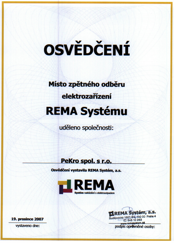 Osvedčení Rema
