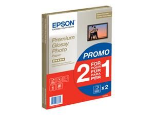 EPSON Premium Glossy Photo Paper, foto papír, promo 1+1 typ lesklý, bílý, A4, 255 g/m2, 3