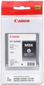 CANON PFI-102MBK originální ink matte black, 130ml, 0894B001, CANON iPF-500, 600, 700
