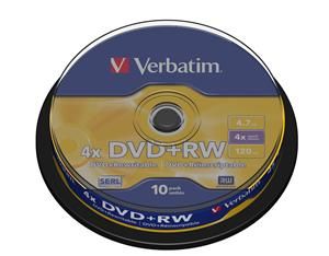 VERBATIM DVD+RW, 43488, DataLife PLUS, 10-pack, 4.7GB, 2-4x, 12cm, General, Standard, cake