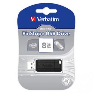 VERBATIM USB flash disk, 2.0, 8GB, Store,N,Go PinStripe, černý, 49062, pro archivaci dat