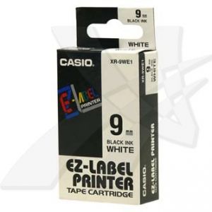 CASIO XR-9WE1 originální páska do tiskárny štítků černý tisk/bílý podklad nelamivaná