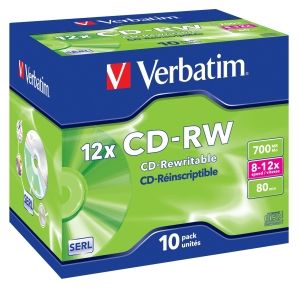 VERBATIM CD-RW, 43148, DataLife PLUS, 10-pack, 700MB, Serl, 8-12x, 80min., 12cm, Scratch R