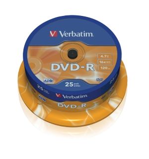 VERBATIM DVD-R, 43522, DataLife PLUS, 25-pack, 4.7GB, 16x, 12cm, General, Advanced Azo+, c