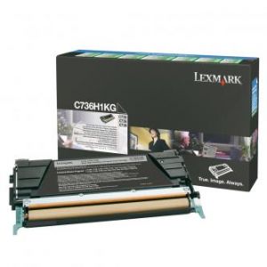 LEXMARK originální toner C736H1KG, black, 12000str., return, high capacity, LEXMARK C736,