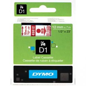 DYMO Originální páska D1 45012 12mm x 7m červený tisk/průhledný podklad