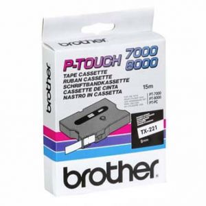 BROTHER TX-221 bílá / černá (9mm)