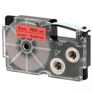 CASIO originální páska do tiskárny štítků, CASIO XR-9RD1, černý tisk/červený podklad, nel