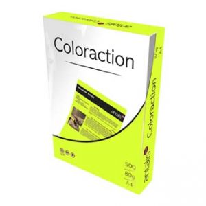 Xerografický papír Coloraction, Ibiza, A4, 80 g/m2, reflexní žlutý, 500 listů, vhodný pro
