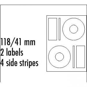 LOGO etikety na CD 118/41mm, A4, matné, bílé, 2 etikety, 4 proužky, 140g/m2, baleno po 10