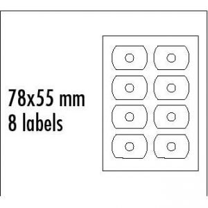 LOGO etikety na CD 78mm x 55mm, A4, matné, bílé, 8 etiket, CD-R card, 140g/m2, baleno po 2
