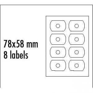 LOGO etikety na CD 78mm x 58mm, A4, matné, bílé, 8 etiket, CD-R card, 140g/m2, baleno po 2