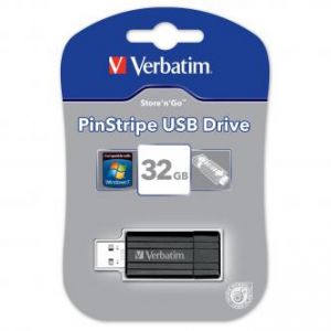 VERBATIM USB flash disk, 2.0, 32GB, Store,N,Go PinStripe, černý, 49064