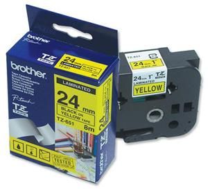 BROTHER TZe-651 24mm černý tisk/žlutý podklad O