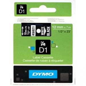 DYMO Originální páska D1 45021 12mm x 7m bílý tisk/černý podklad