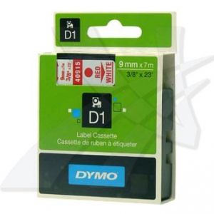 DYMO Originální páska D1 40915 / S0720700 9mm x 7m červený tisk/bílý podklad