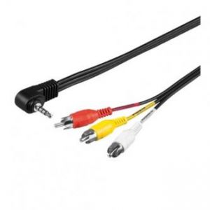 Kabel Jack (3,5mm) M- Cinch 3x M, 1.5m, 4-pólovy jack, černý, LOGO, blistr