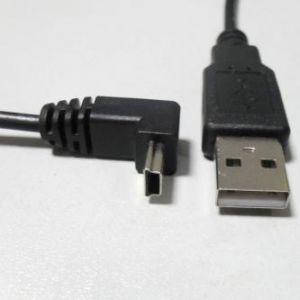 USB kabel (2.0) A-mini (5pin) M/M 1.8m lomený kolmo 90"
