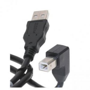 Kabel USB (2.0), USB A M- USB A F, 2m, lomený 90°, černý