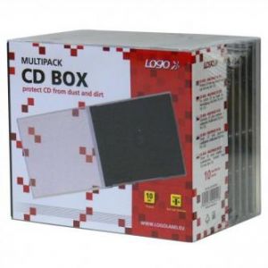 Box na 1 ks CD, průhledný, černý tray, LOGO, 10,4 mm, 10-pack