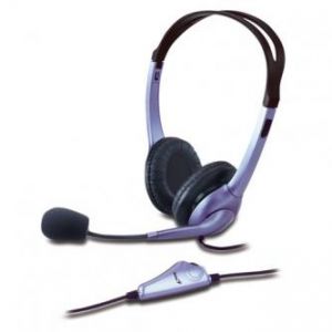 GENIUS, HS-04S, sluchátka s mikrofonem, ovládání hlasitosti, černo-stříbrná, 3.5 mm jack