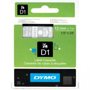 DYMO Originální páska D1 45020 12mm x 7m bílý tisk/transparentní podklad