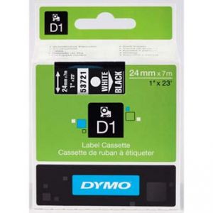 DYMO Originální páska D1 53721 24mm x 7m bílý tisk/černý podklad