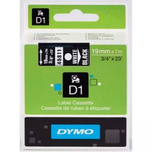 DYMO Originální páska D1 45811 19mm x 7m bílý tisk/černý podklad