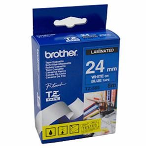 BROTHER TZe-555 modrá / bílá (24mm laminovaná)