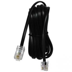 Telefonní kabel 4 žíly, RJ11 M-10m, plochý, černý, economy, pro ADSL modem