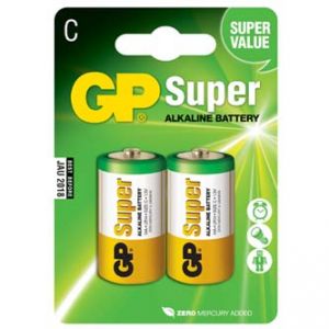 Baterie alkalická, LR14, 1.5V, GP, blistr, 2-pack, SUPER, malý monočlánek