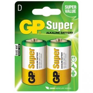 Baterie alkalická, LR20, 1.5V, GP, blistr, 2-pack, SUPER, velký monočlánek