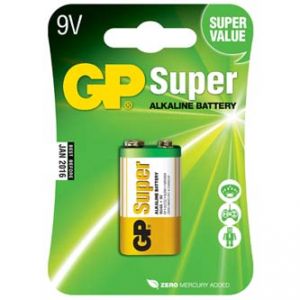 Baterie alkalická, R61, 9V, GP, fólie, 1-pack, SUPER