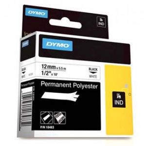 DYMO Originální páska RHINO 18483 12mm x 5.5m černý tisk/bílý podklad