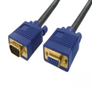 Kabel VGA (D-sub) M- VGA (D-sub) F, 3m, zlacené konektory, stíněný, černý