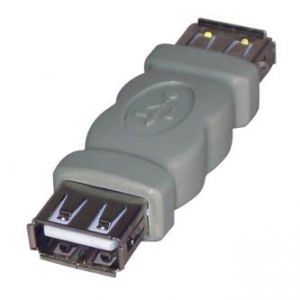 Spojka (2.0), USB A F- USB A F, 0m, šedá, LOGO, blistr