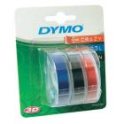 DYMO Originální páska 3D S0847750 3ks pro OMEGA 9mm x 3m černý modrý červený podklad SET