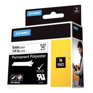DYMO Originální páska RHINO 1805442 6mm x 5.5m černý tisk/bílý podklad