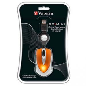 VERBATIM cestovní optická myš 1 kolečko, USB, oranžová, 1000dpi