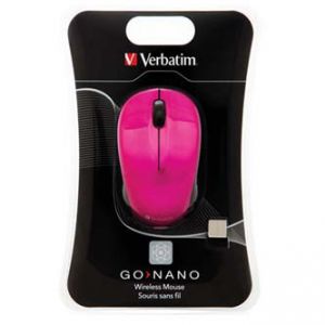VERBATIM bezdrátová myš 1 kolečko, USB, růžová, 1600dpi