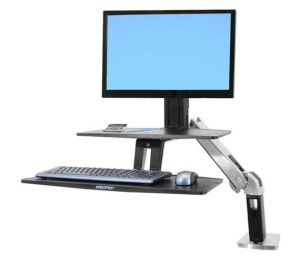 ERGOTRON WorkFit-A with Suspended Keyboard, HD, 5" and WS, Polished Aluminum,stol.drř./pra