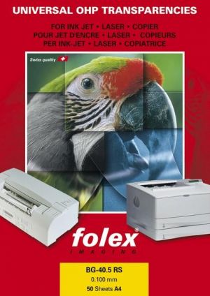 Folex BG-40.5 RS, čírá A4 folie 100 mic , pro tiskárny laser i inkoust, balení 50 kusů 