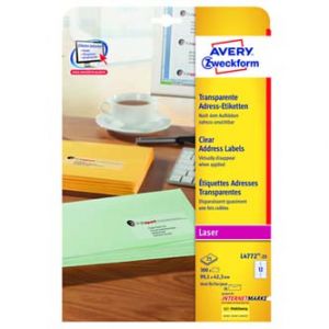 AVERY ZWECKFORM průhledné adresní etikety 99,1mm x 42,3mm 12 etiket na archu