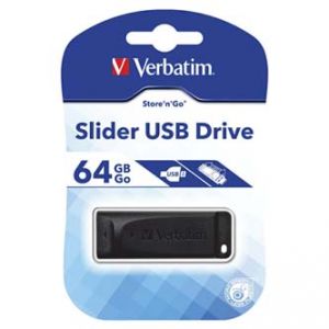 VERBATIM USB flash disk , 2.0, 64GB , Slider , černý, 98698
