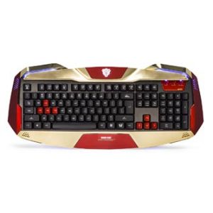 E-BLUE Klávesnice IRON MAN EKM707, herní, zlatá, drátová (USB), US, podsvícené okraje