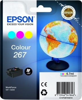 EPSON originální ink C13T26704010, 267, color, 6,7ml, EPSON WF-100W