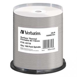 VERBATIM CD-R, 43718, Thermal Surface For Rimage Prism, 100 ks, 700MB, 52x, cake box, pro