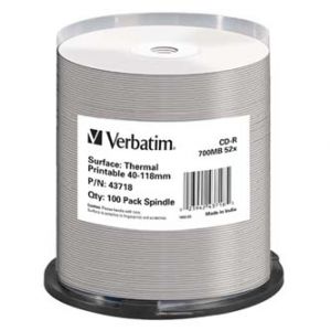 VERBATIM CD-R, 43718, Thermal Surface For Rimage Prism, 100 ks, 700MB, 52x, cake box, pro
