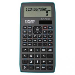 Kalkulačka SENCOR, SEC 150 BU, šedá, školní, dvanáctimístná, modrý rámeček