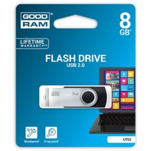 GOODRAM USB flash disk, 2.0, 8GB, Twister, černý, UTS2-0080K0R11, podpora OS Win 7, nové p